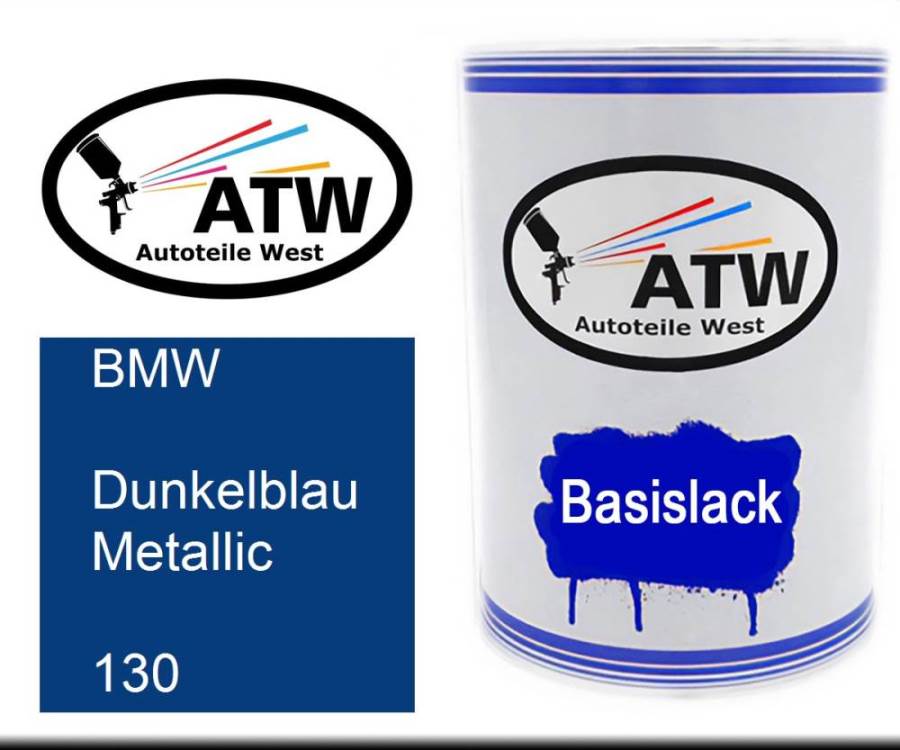 BMW, Dunkelblau Metallic, 130: 500ml Lackdose, von ATW Autoteile West.